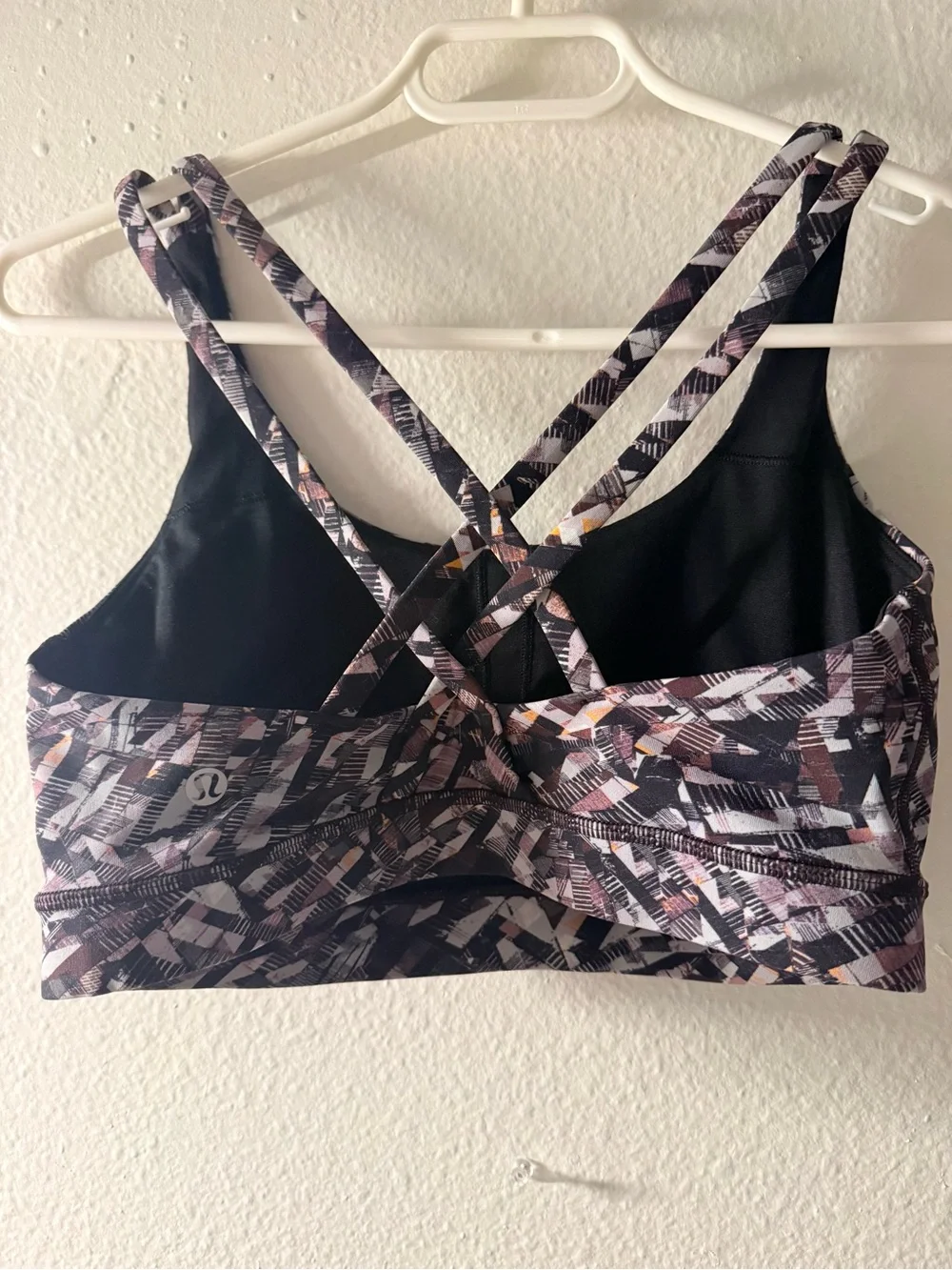 lululemon athletica Strappy Printed Sports Bra — Purple & Black Multi